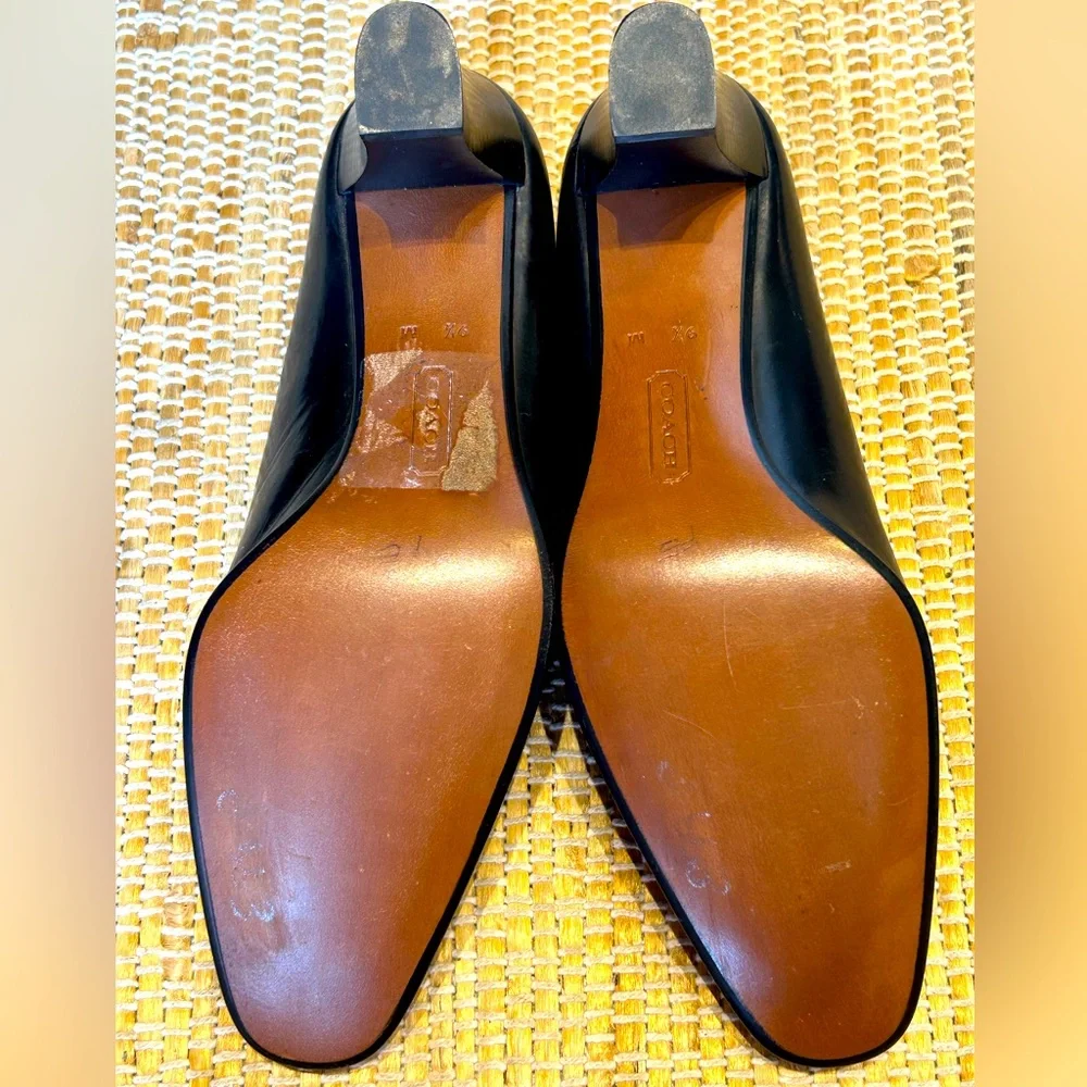 NWOT COACH s9.5🔥80s VINTAGE Never worn blk leather pumps Made in Italy Pristine - Picture 7 of 8